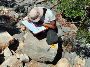 drawing at an archaeological site